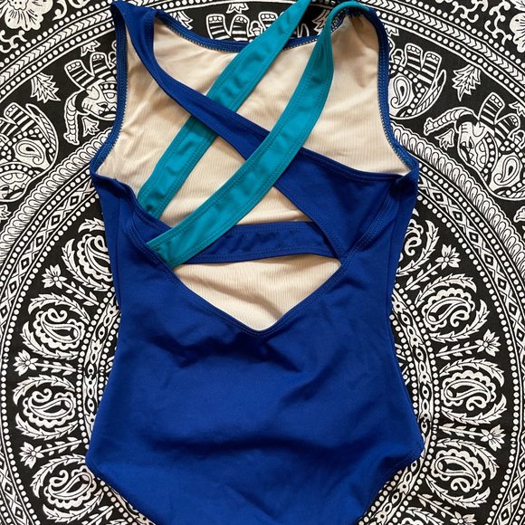 Capezio Blue/ Turquoise Leotard with strappy back Size A16 (large 12-14) - Picture 2 of 4
